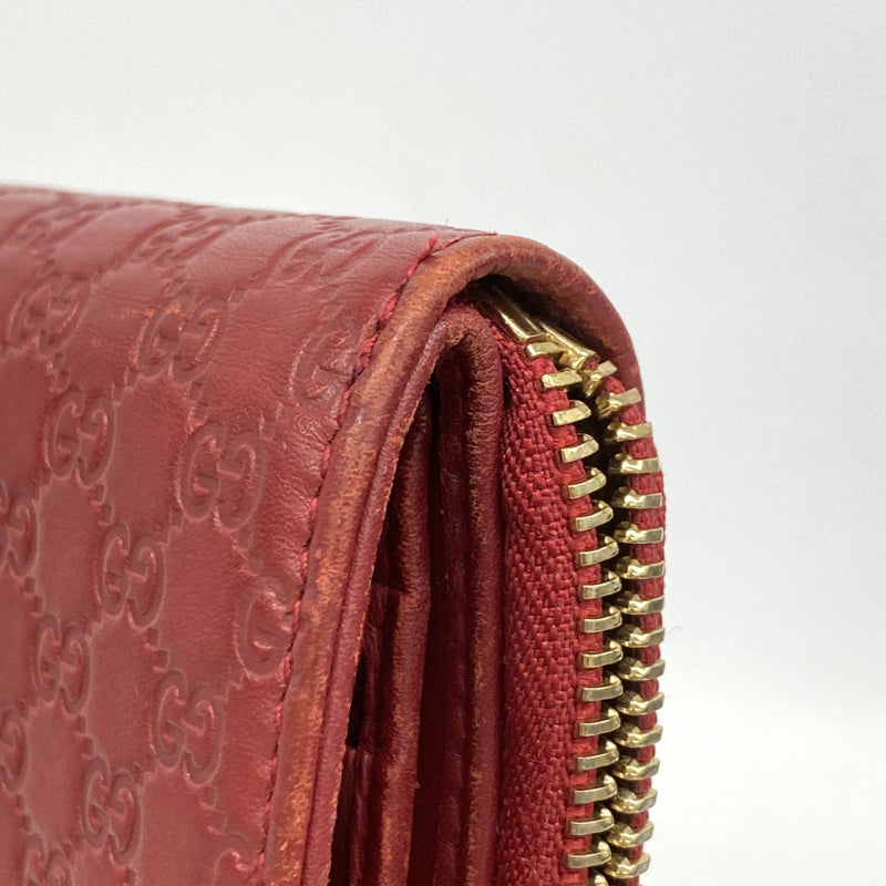 【6fa0262-k】グッチ 財布 マイクログッチシマ 449395 レザー レッド ゴールド金具【中古】レディース
