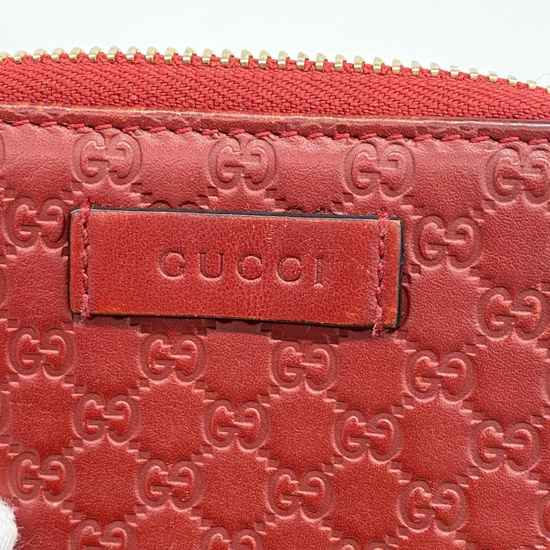 【6fa0262-k】グッチ 財布 マイクログッチシマ 449395 レザー レッド ゴールド金具【中古】レディース