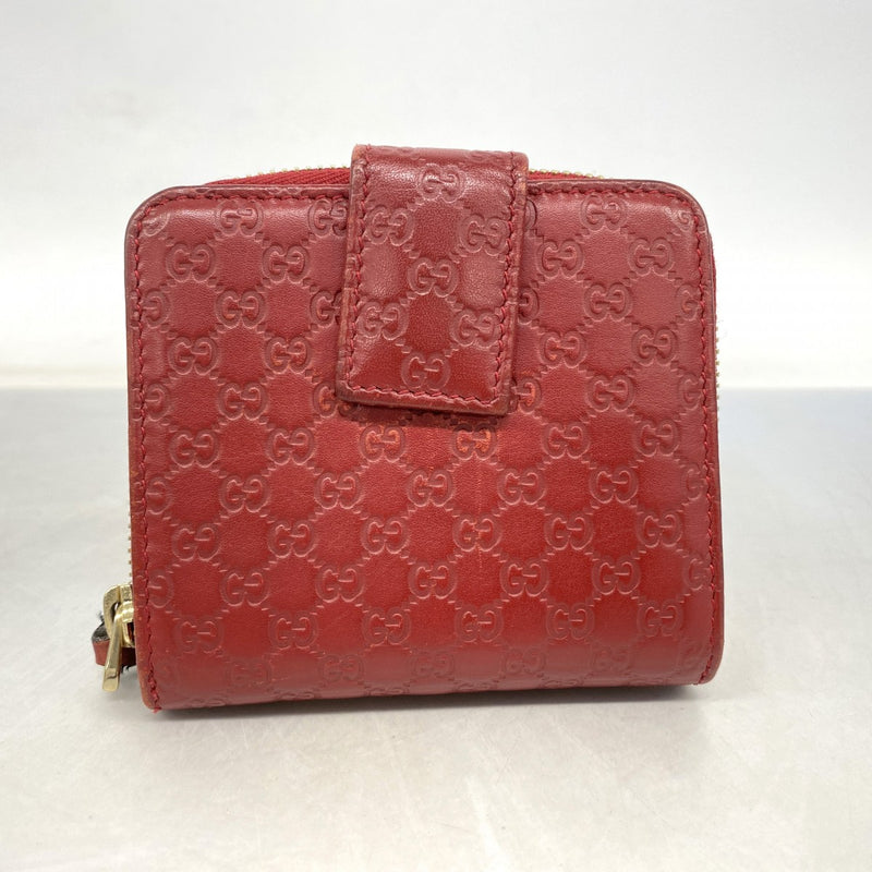 【6fa0262-k】グッチ 財布 マイクログッチシマ 449395 レザー レッド ゴールド金具【中古】レディース