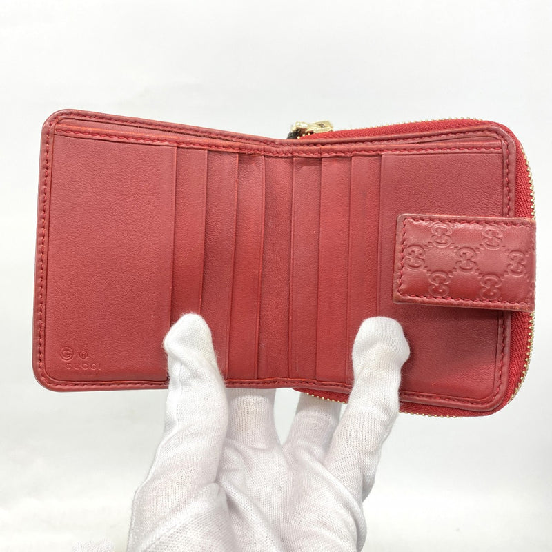 【6fa0262-k】グッチ 財布 マイクログッチシマ 449395 レザー レッド ゴールド金具【中古】レディース