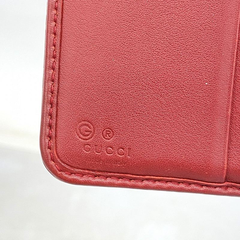 【6fa0262-k】グッチ 財布 マイクログッチシマ 449395 レザー レッド ゴールド金具【中古】レディース