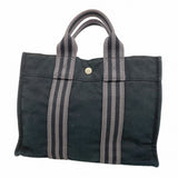 【6fa0263-k】エルメス トートバッグ フールトゥPM キャンバス ブラック シルバー金具【中古】メンズ レディース ユニセックス