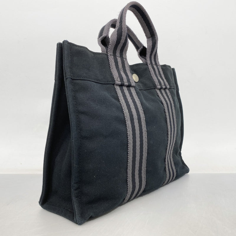 【6fa0263-k】エルメス トートバッグ フールトゥPM キャンバス ブラック シルバー金具【中古】メンズ レディース ユニセックス