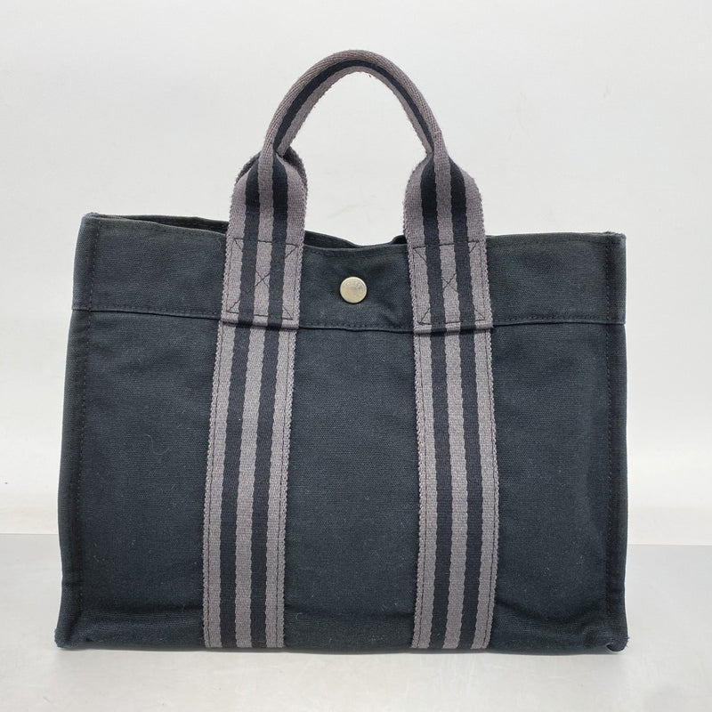 【6fa0263-k】エルメス トートバッグ フールトゥPM キャンバス ブラック シルバー金具【中古】メンズ レディース ユニセックス