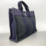 【6fa0264-k】エルメス トートバッグ フールトゥPM キャンバス ブラック ネイビー シルバー金具【中古】メンズ レディース ユニセックス