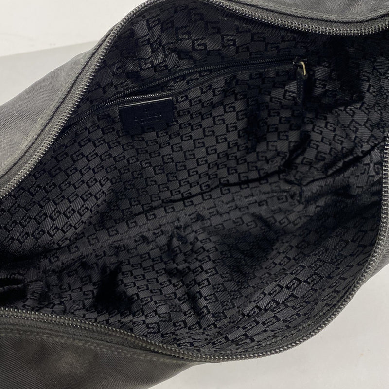 【6fa0283-k】グッチ ショルダーバッグ 001 4157 ナイロンキャンバス ブラック ゴールド金具【中古】レディース
