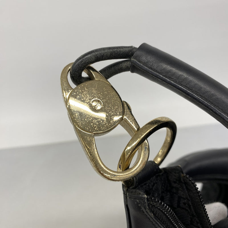 【6fa0283-k】グッチ ショルダーバッグ 001 4157 ナイロンキャンバス ブラック ゴールド金具【中古】レディース