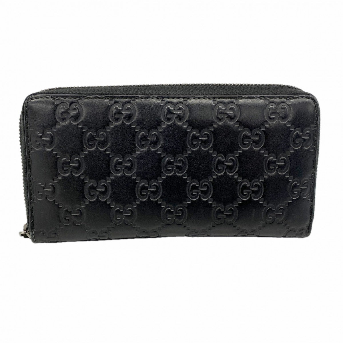 【6fa0284-k】グッチ 長財布 グッチシマ 307987 レザー ブラック シルバー金具【中古】メンズ レディース ユニセックス