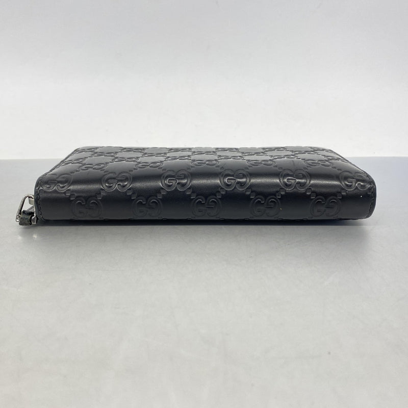 【6fa0284-k】グッチ 長財布 グッチシマ 307987 レザー ブラック シルバー金具【中古】メンズ レディース ユニセックス