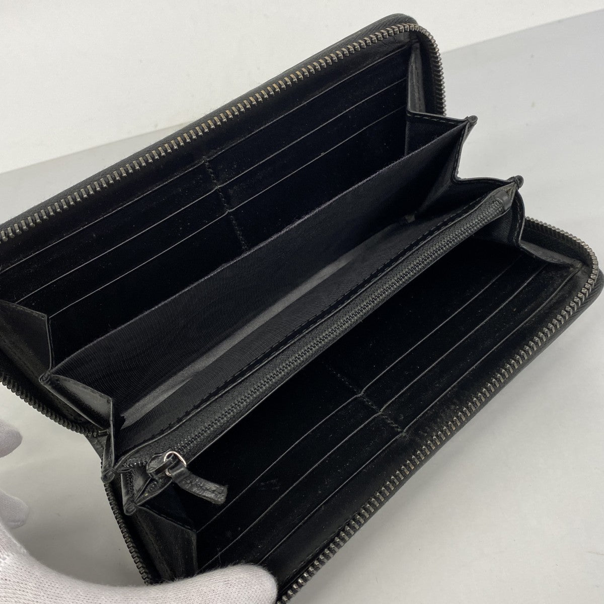 【6fa0284-k】グッチ 長財布 グッチシマ 307987 レザー ブラック シルバー金具【中古】メンズ レディース ユニセックス