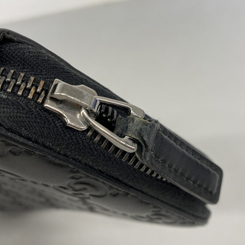 【6fa0284-k】グッチ 長財布 グッチシマ 307987 レザー ブラック シルバー金具【中古】メンズ レディース ユニセックス