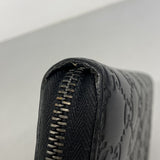 【6fa0284-k】グッチ 長財布 グッチシマ 307987 レザー ブラック シルバー金具【中古】メンズ レディース ユニセックス