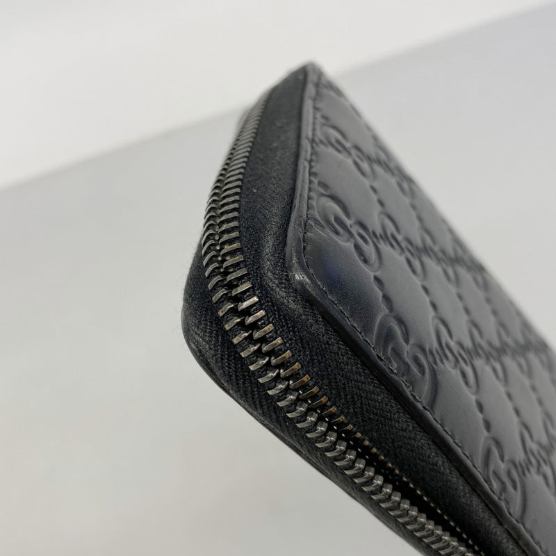 【6fa0284-k】グッチ 長財布 グッチシマ 307987 レザー ブラック シルバー金具【中古】メンズ レディース ユニセックス