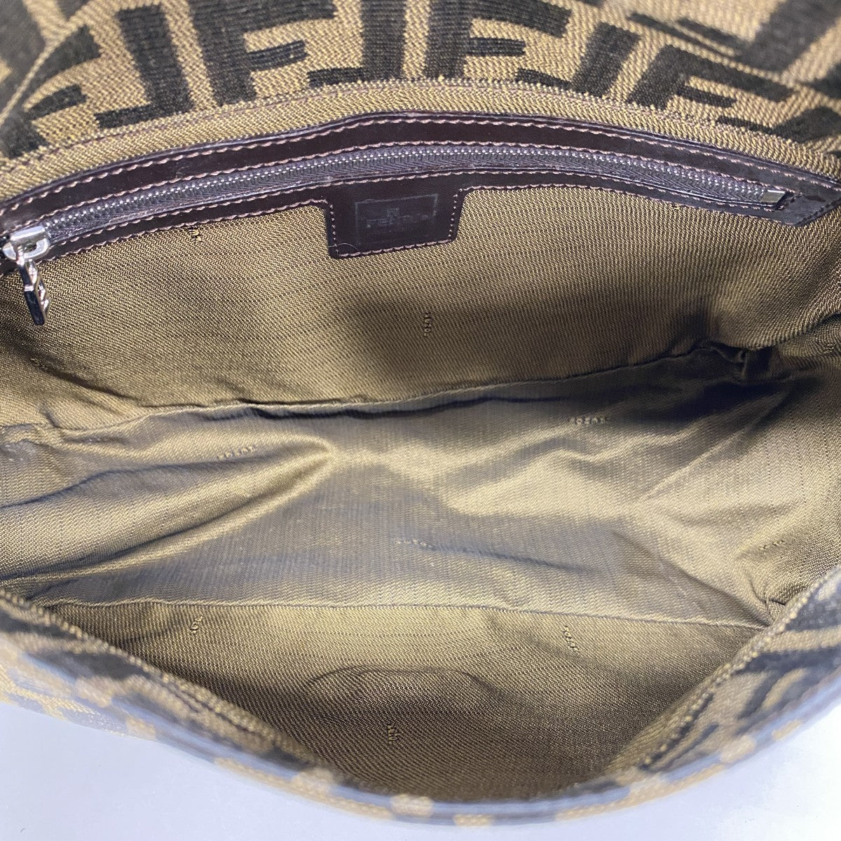 【6fa0300】フェンディ ハンドバッグ ズッカ マンマバケット ナイロンキャンバス ブラウン シルバー金具【中古】レディース