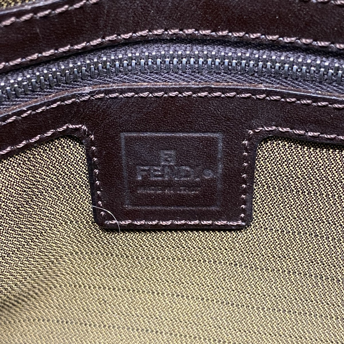 【6fa0300】フェンディ ハンドバッグ ズッカ マンマバケット ナイロンキャンバス ブラウン シルバー金具【中古】レディース