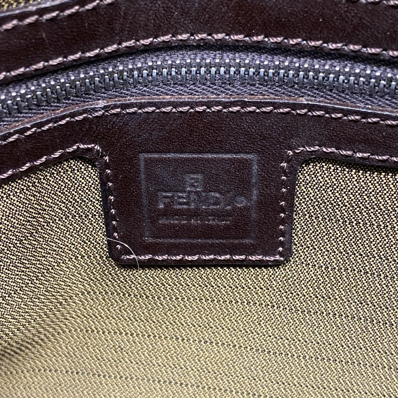 【6fa0300】フェンディ ハンドバッグ ズッカ マンマバケット ナイロンキャンバス ブラウン シルバー金具【中古】レディース