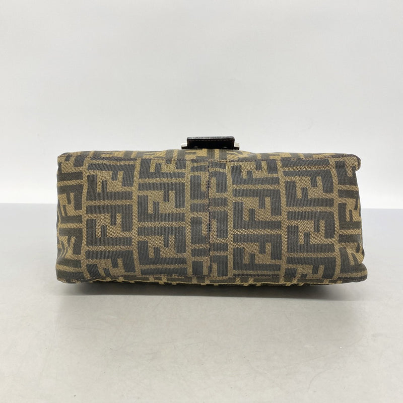【6fa0300】フェンディ ハンドバッグ ズッカ マンマバケット ナイロンキャンバス ブラウン シルバー金具【中古】レディース