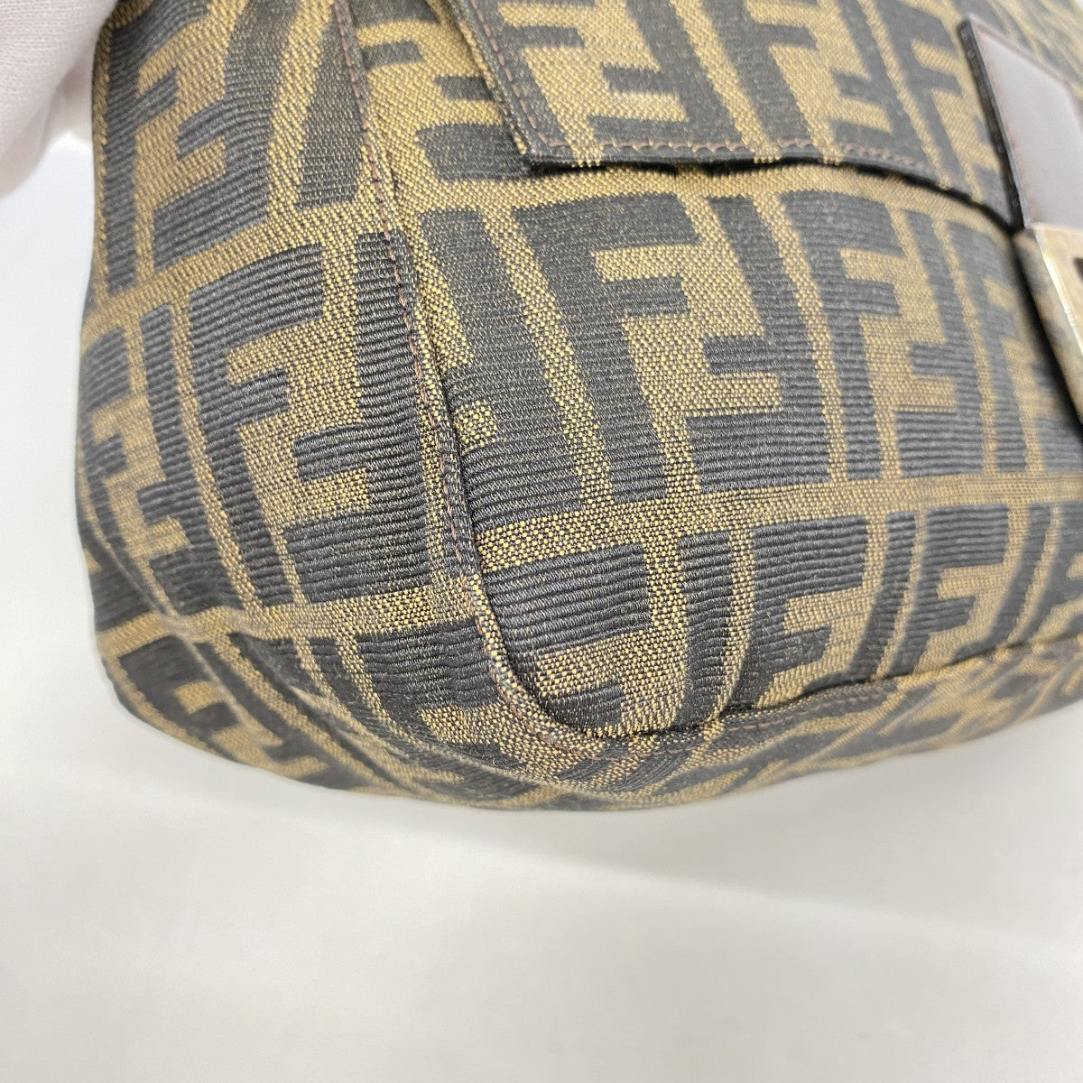 【6fa0300】フェンディ ハンドバッグ ズッカ マンマバケット ナイロンキャンバス ブラウン シルバー金具【中古】レディース