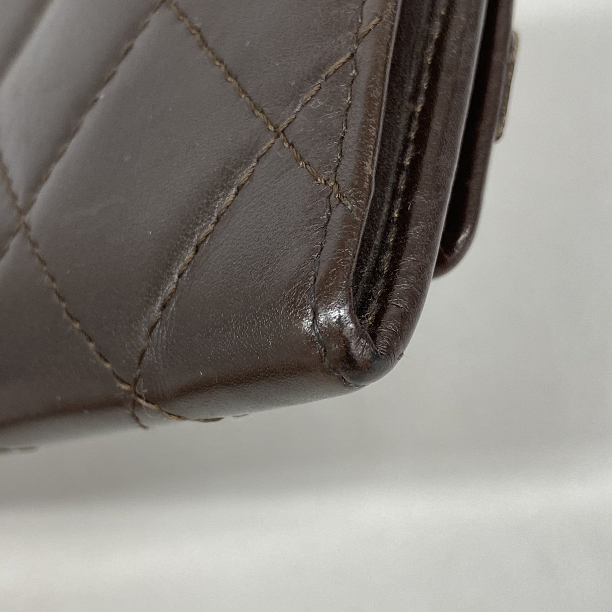 【6fa0303-k】シャネル コインケース カンボン ラムスキン ダークブラウン シルバー金具【中古】レディース