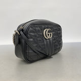 【6fa0305-k】グッチ ショルダーバッグ GGマーモント 447632 レザー ブラック シルバー金具【中古】レディース