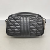 【6fa0305-k】グッチ ショルダーバッグ GGマーモント 447632 レザー ブラック シルバー金具【中古】レディース
