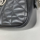 【6fa0305-k】グッチ ショルダーバッグ GGマーモント 447632 レザー ブラック シルバー金具【中古】レディース