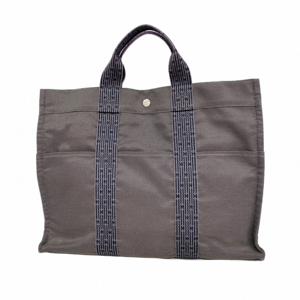 【6fa0307-k】エルメス トートバッグ エールラインMM キャンバス グレー シルバー金具【中古】メンズ レディース ユニセックス
