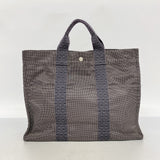【6fa0307-k】エルメス トートバッグ エールラインMM キャンバス グレー シルバー金具【中古】メンズ レディース ユニセックス