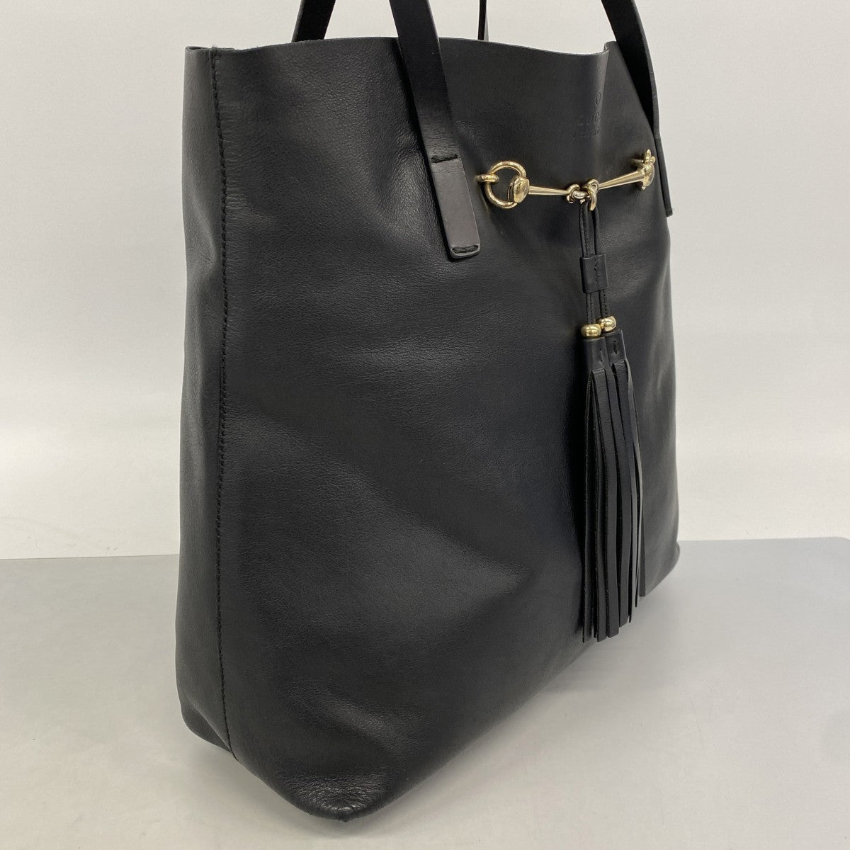 【6fa0313-k】グッチ トートバッグ ホースビット 297006 レザー ブラック ゴールド金具【中古】レディース