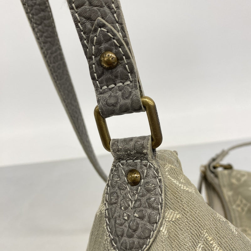 【6fa0316-k】ルイヴィトン ショルダーバッグ モノグラム・デニム スライトリー M95834 グリ【中古】レディース