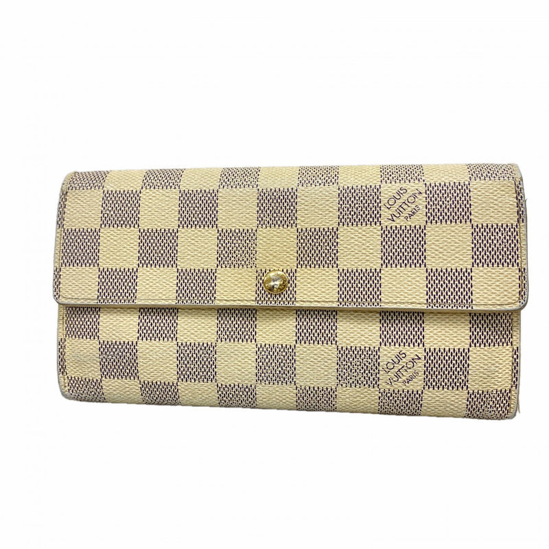【6fa0327】ルイヴィトン 長財布 ダミエ・アズール ポルトフォイユサラ N61735 ホワイト【中古】レディース