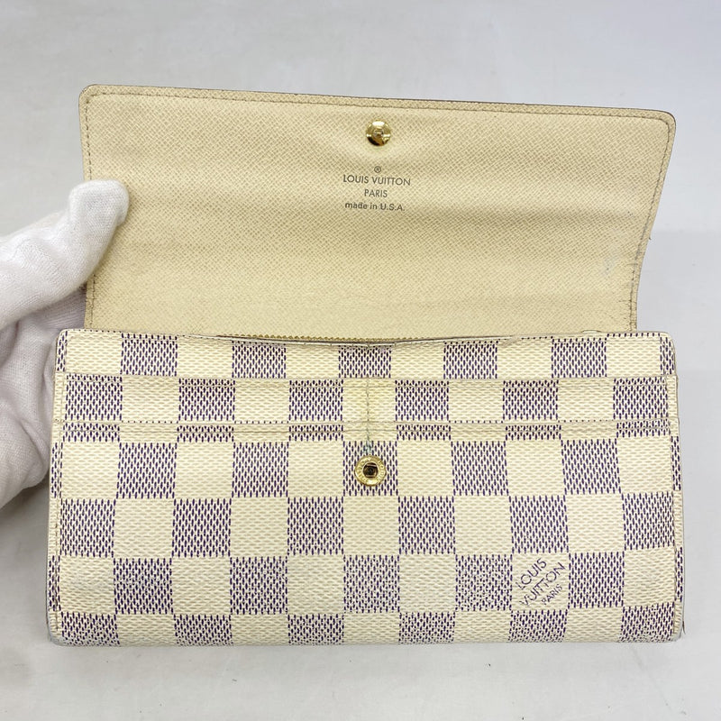 【6fa0327】ルイヴィトン 長財布 ダミエ・アズール ポルトフォイユサラ N61735 ホワイト【中古】レディース