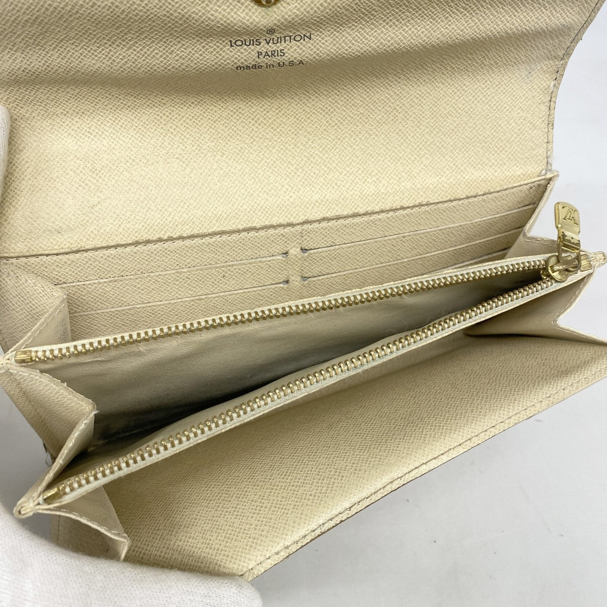 【6fa0327】ルイヴィトン 長財布 ダミエ・アズール ポルトフォイユサラ N61735 ホワイト【中古】レディース