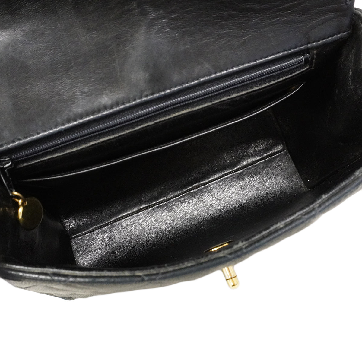 【6fa0331-k】シャネル ハンドバッグ マトラッセ ブリリアント ラムスキン ブラック ゴールド金具【中古】レディース