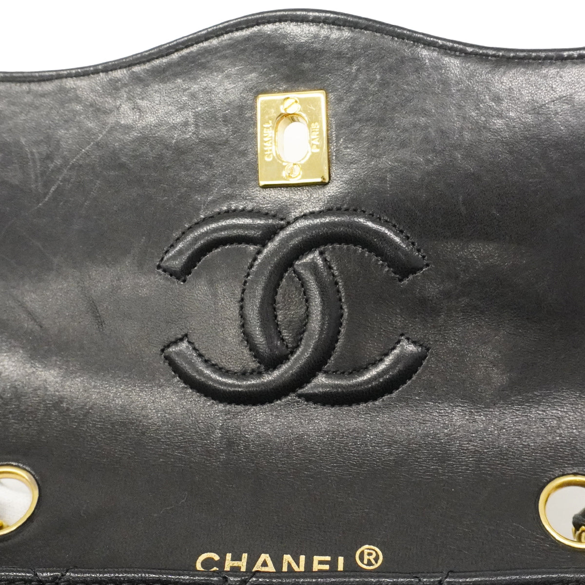 【6fa0332-k】シャネル ショルダーバッグ マトラッセ チェーンショルダー ラムスキン ブラック ゴールド金具【中古】レディース