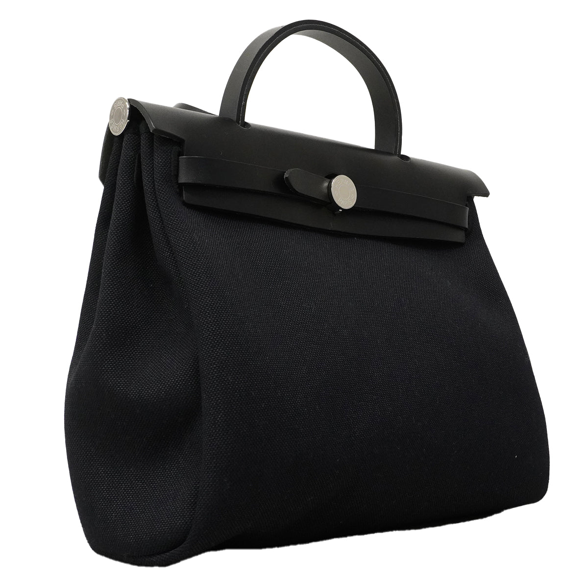 【6fa0334-k】エルメス ハンドバッグ エールバッグジップPM トワルオフィシエ ブラック シルバー金具 W刻印 2wayバッグ【中古】レディース