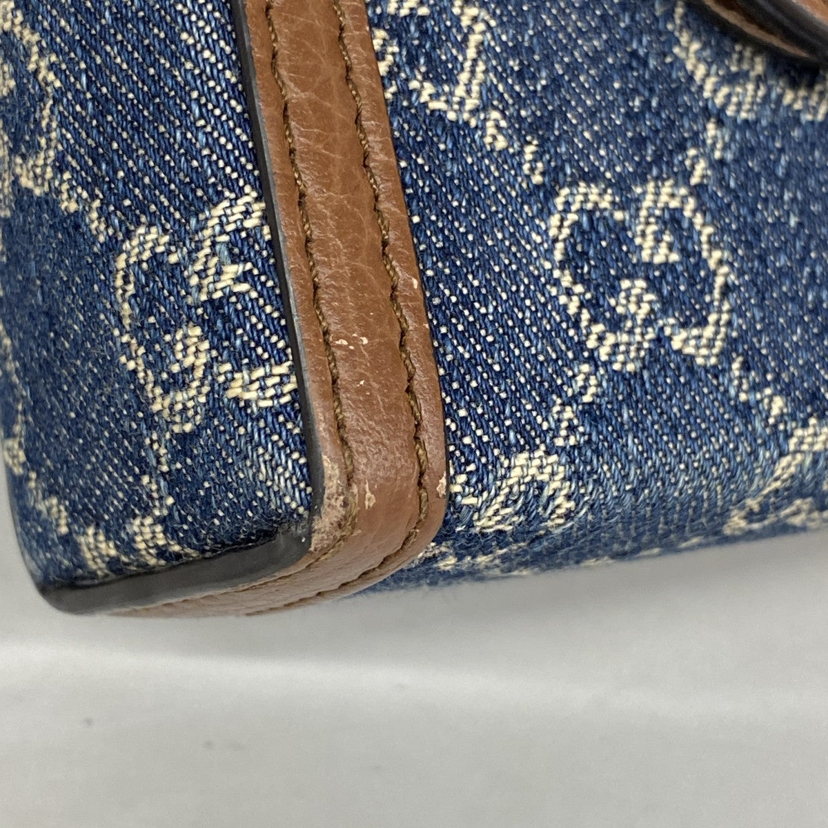 【6fa0341-k】グッチ ショルダーバッグ ホースビット 625615 デニム ブルー ブラウン ゴールド金具【中古】レディース