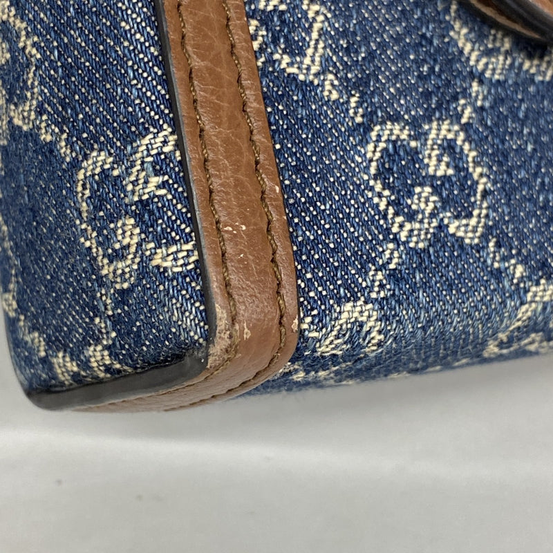 【6fa0341-k】グッチ ショルダーバッグ ホースビット 625615 デニム ブルー ブラウン ゴールド金具【中古】レディース