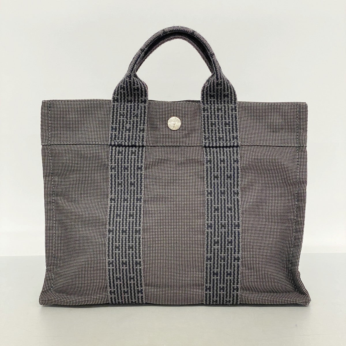 【6fa0342-k】エルメス トートバッグ エールラインPM キャンバス グレー シルバー金具【中古】メンズ レディース ユニセックス