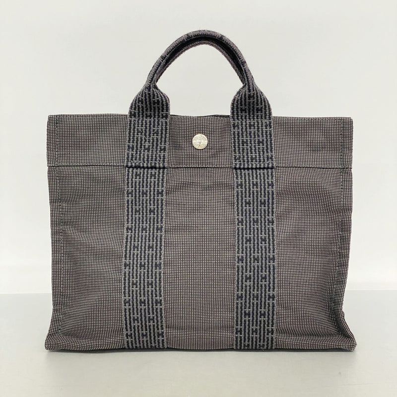 【6fa0342-k】エルメス トートバッグ エールラインPM キャンバス グレー シルバー金具【中古】メンズ レディース ユニセックス