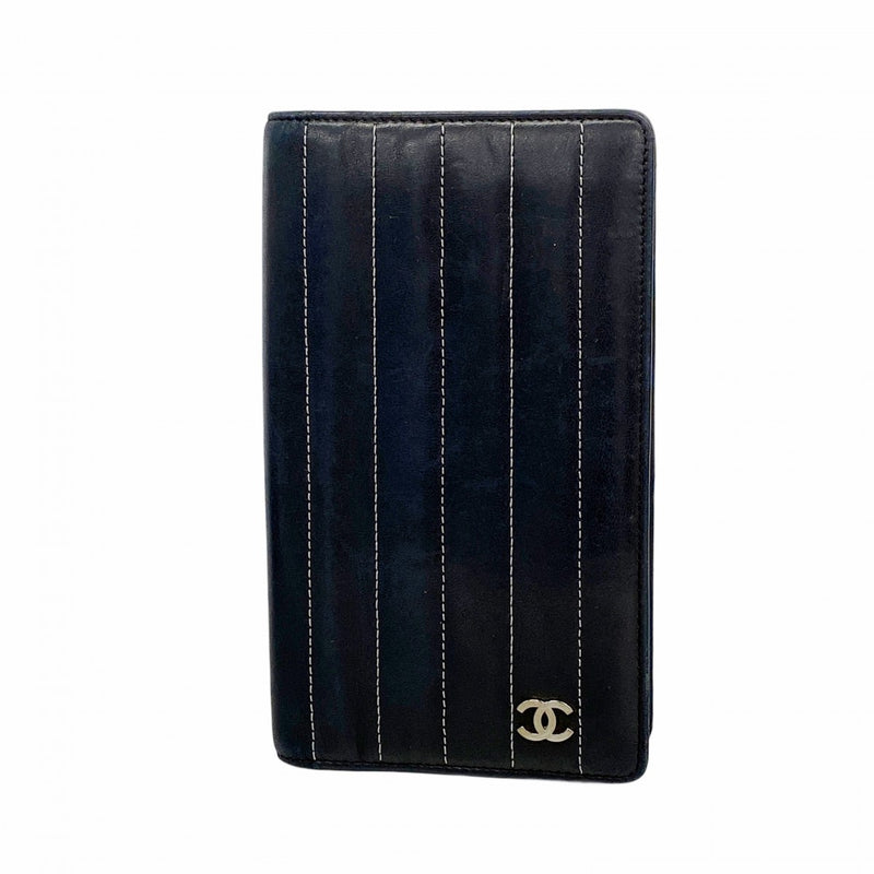 【6fa0344-k】シャネル 長財布 ニューマドモアゼル ラムスキン ブラック シルバー金具【中古】レディース