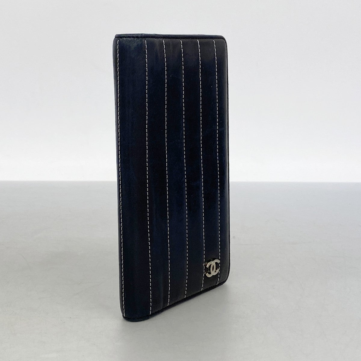 【6fa0344-k】シャネル 長財布 ニューマドモアゼル ラムスキン ブラック シルバー金具【中古】レディース