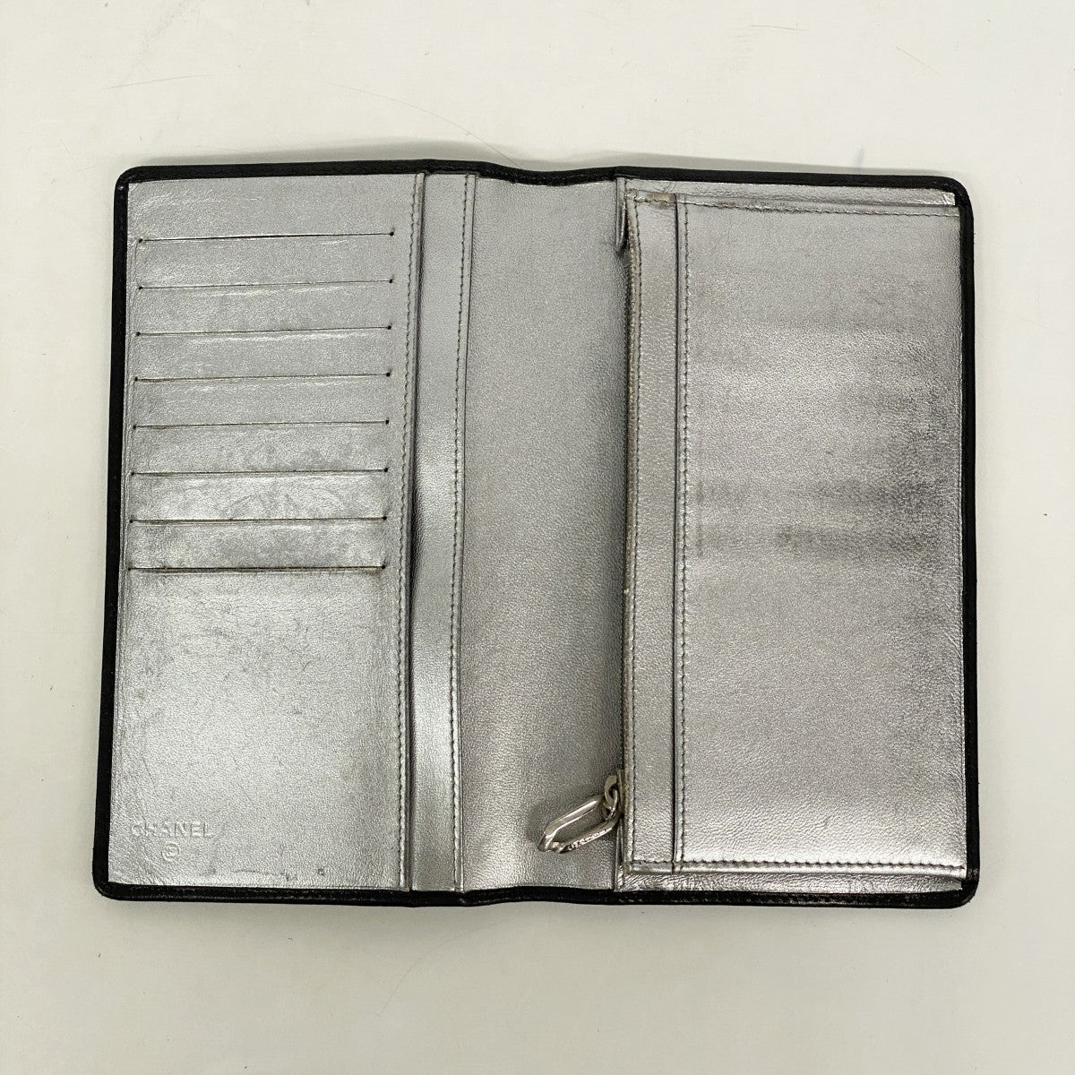 【6fa0344-k】シャネル 長財布 ニューマドモアゼル ラムスキン ブラック シルバー金具【中古】レディース