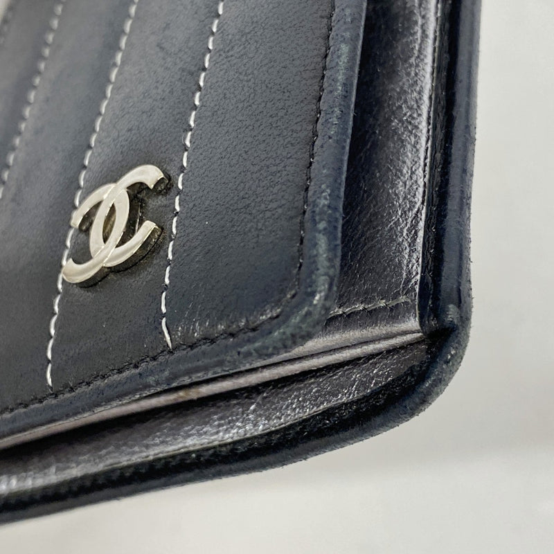 【6fa0344-k】シャネル 長財布 ニューマドモアゼル ラムスキン ブラック シルバー金具【中古】レディース