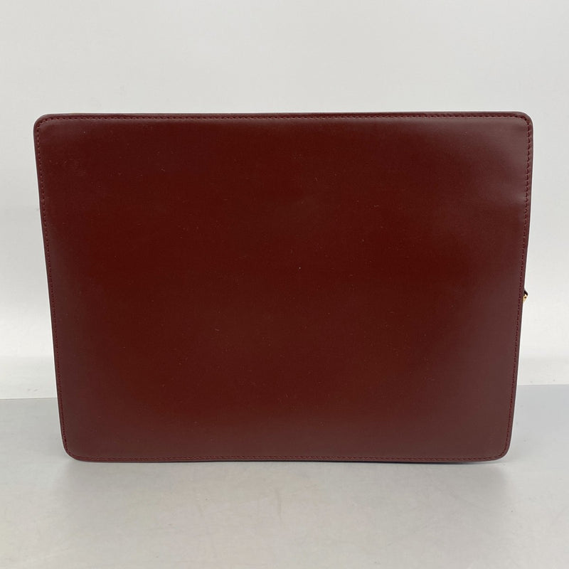 【6fa0345】カルティエ クラッチバッグ マスト レザー ボルドー ゴールド金具【中古】メンズ レディース ユニセックス