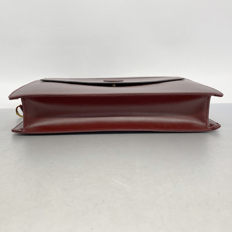 【6fa0345】カルティエ クラッチバッグ マスト レザー ボルドー ゴールド金具【中古】メンズ レディース ユニセックス