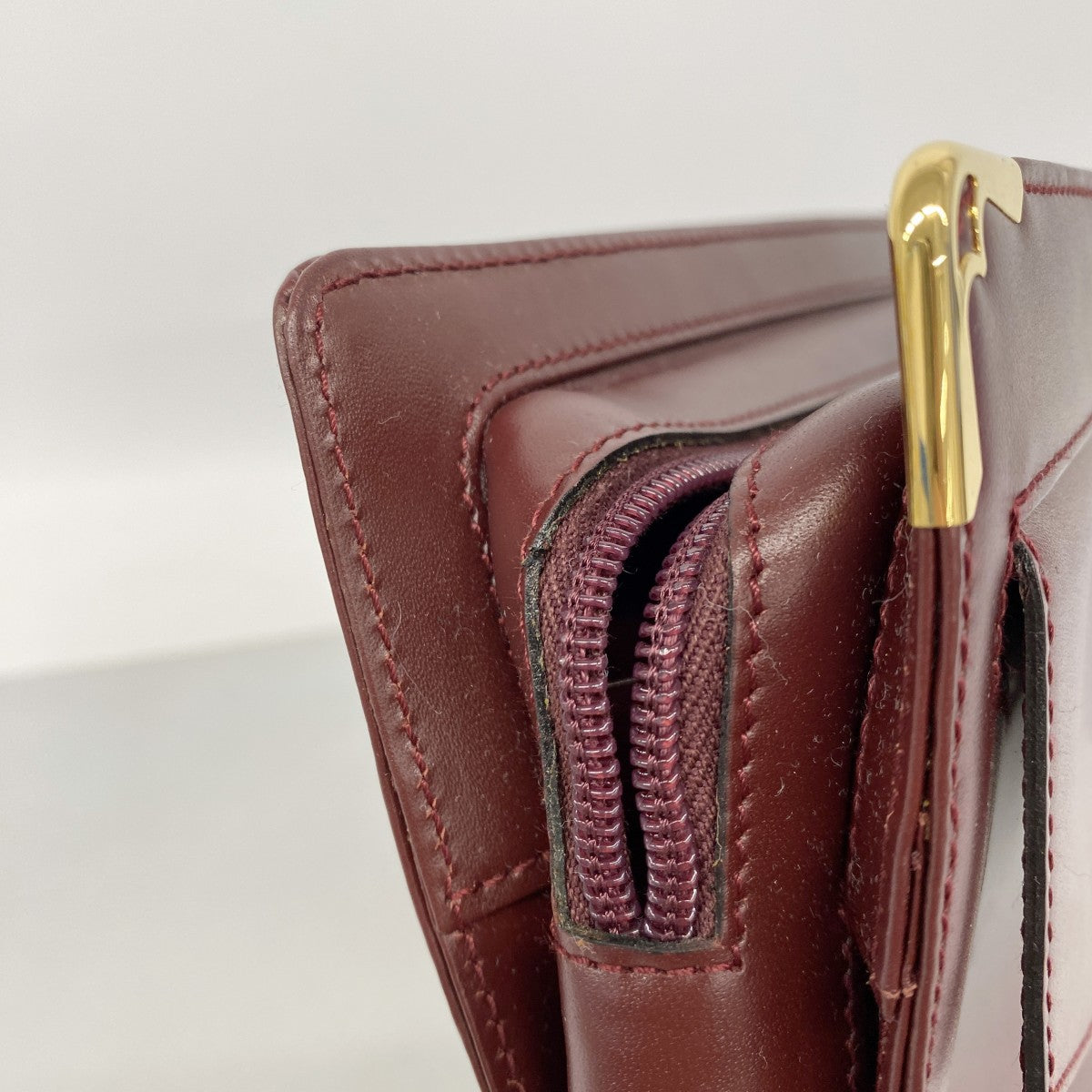 【6fa0345】カルティエ クラッチバッグ マスト レザー ボルドー ゴールド金具【中古】メンズ レディース ユニセックス