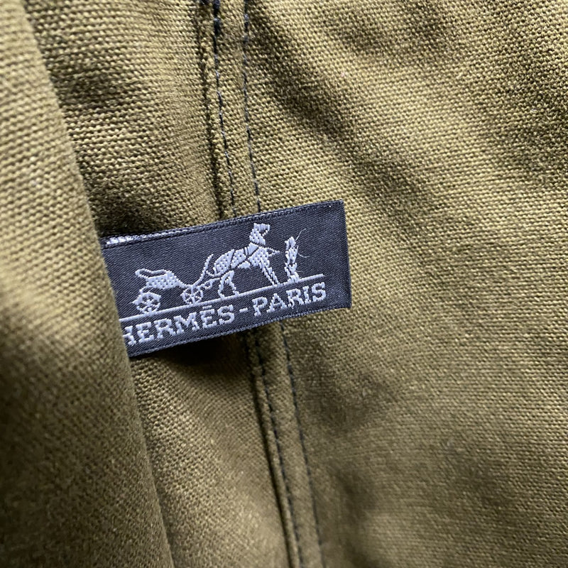 【6fa0357-k】エルメス トートバッグ フールトゥMM キャンバス カーキ ブラック シルバー金具【中古】レディース