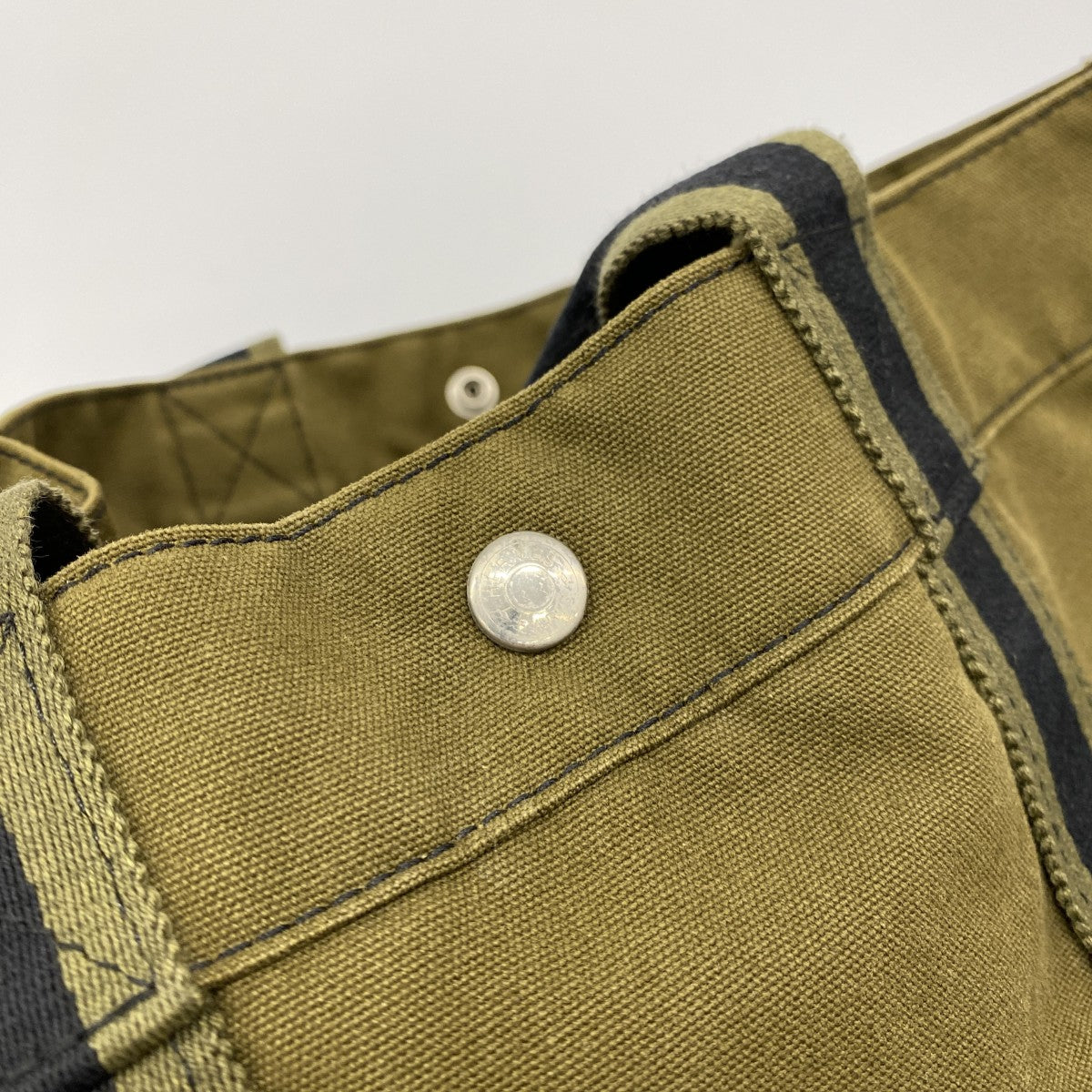 【6fa0357-k】エルメス トートバッグ フールトゥMM キャンバス カーキ ブラック シルバー金具【中古】レディース