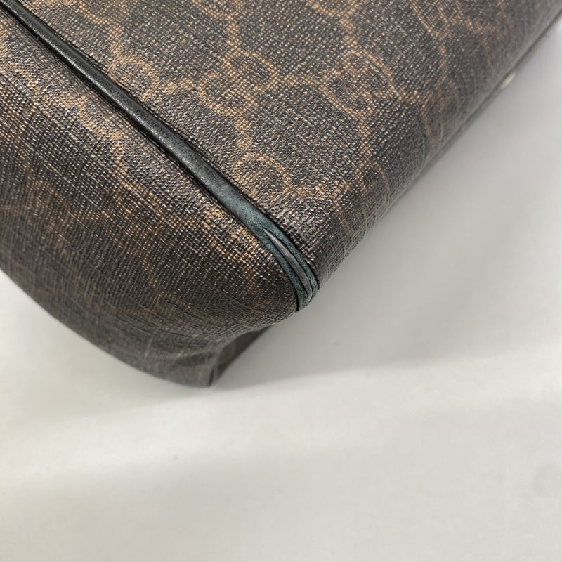 【6fa0358-k】グッチ トートバッグ GGスプリーム 264221 PVC ブラック ブラウン ゴールド金具【中古】レディース